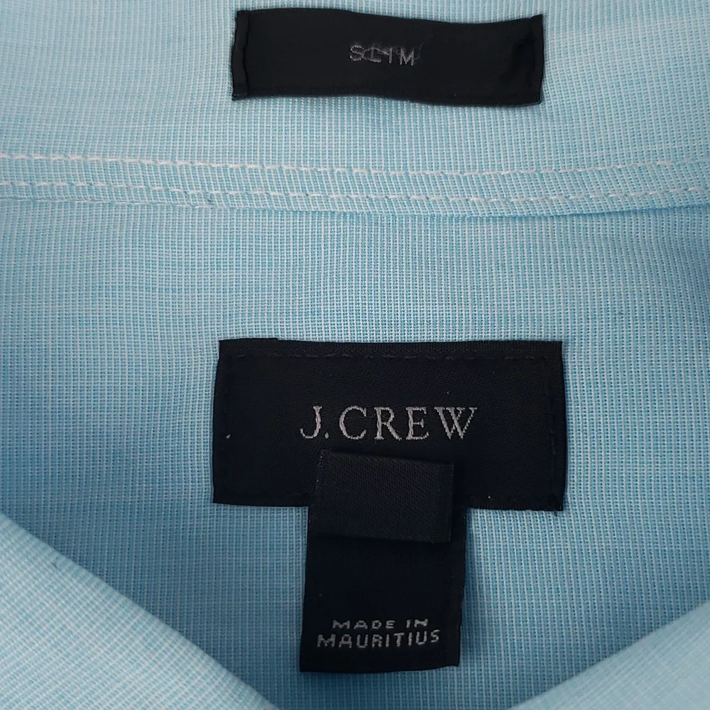 J. Crew Men's Button Front Shirt Size XL Slim in Blue 100% Cotton